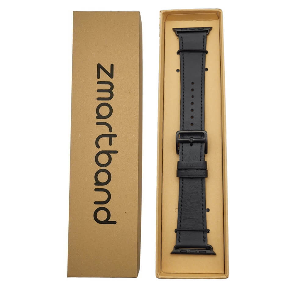Schwarzes Echtlederarmband für Apple Watch