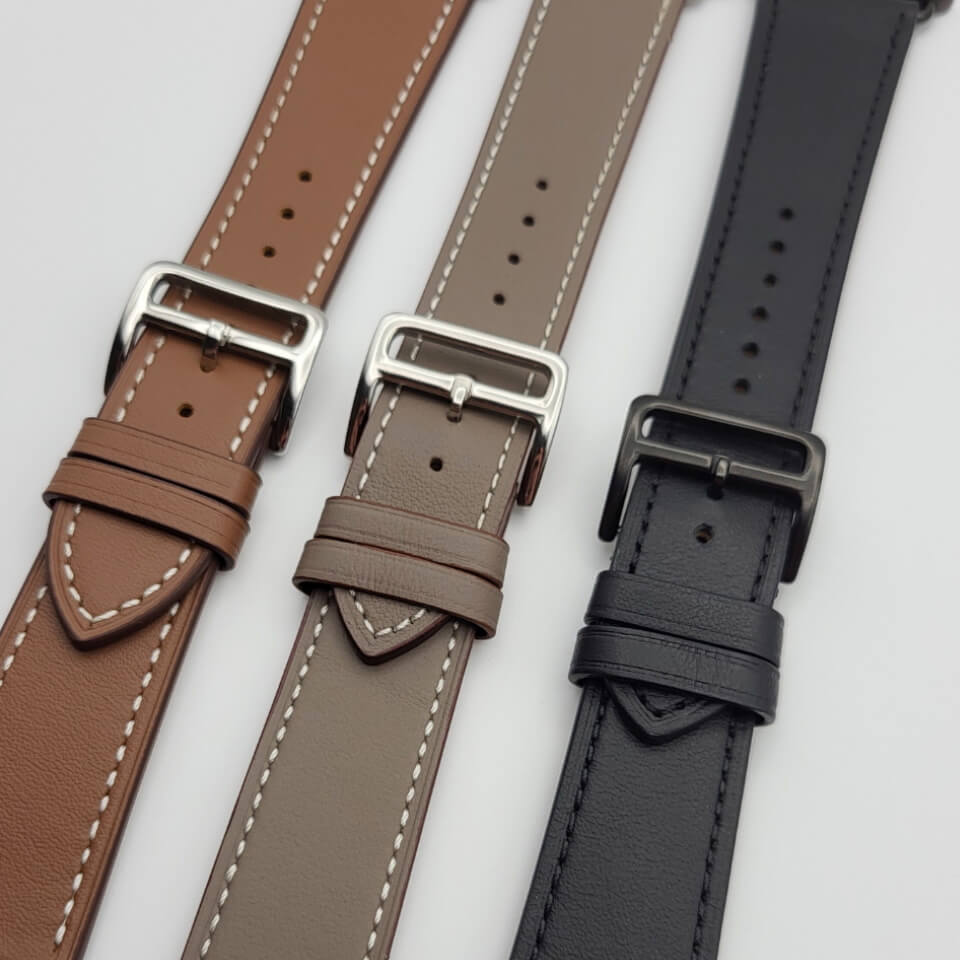 Schwarzes Echtlederarmband für Apple Watch