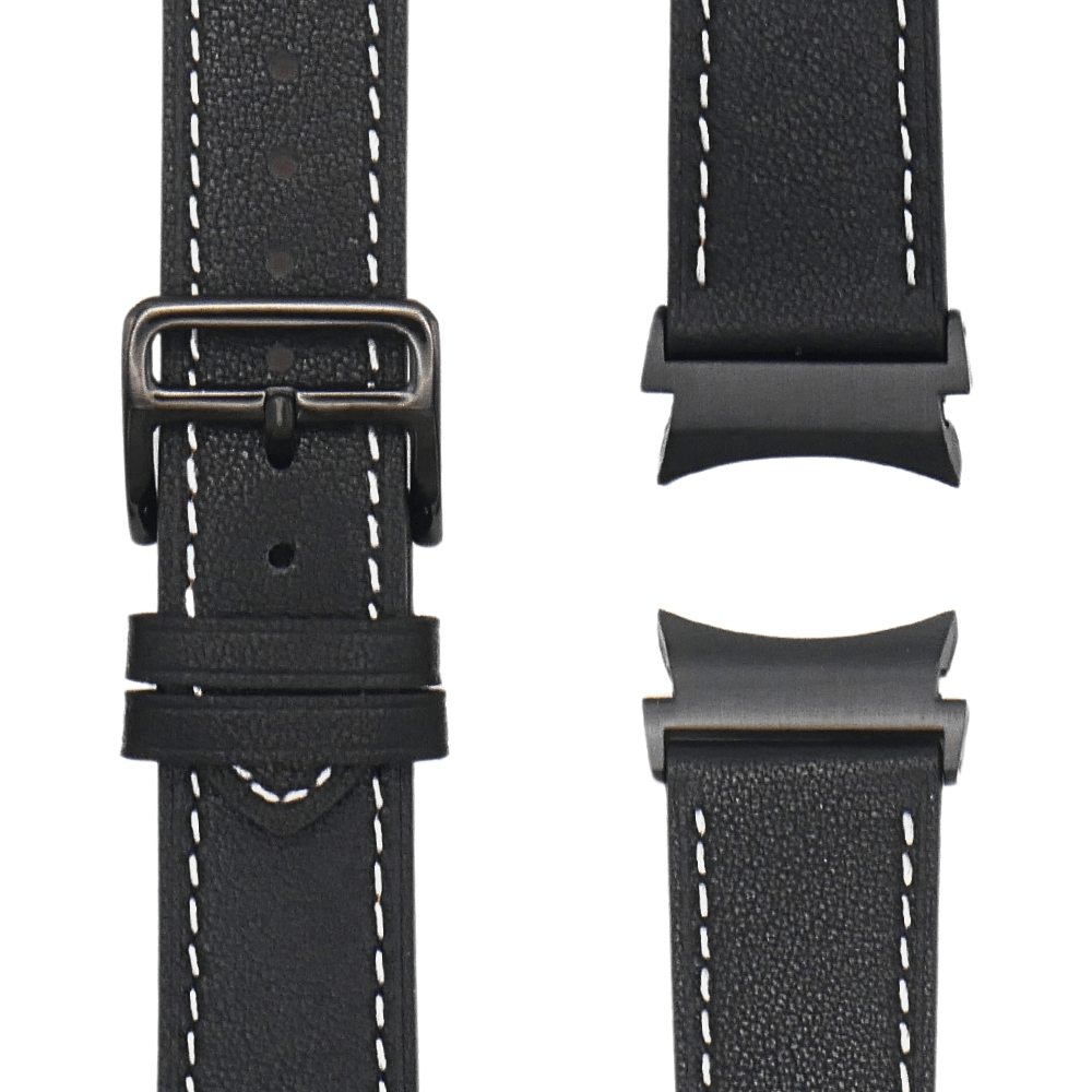 Echtlederarmband in Schwarz für Galaxy Watch 4, 5, 6 & 7