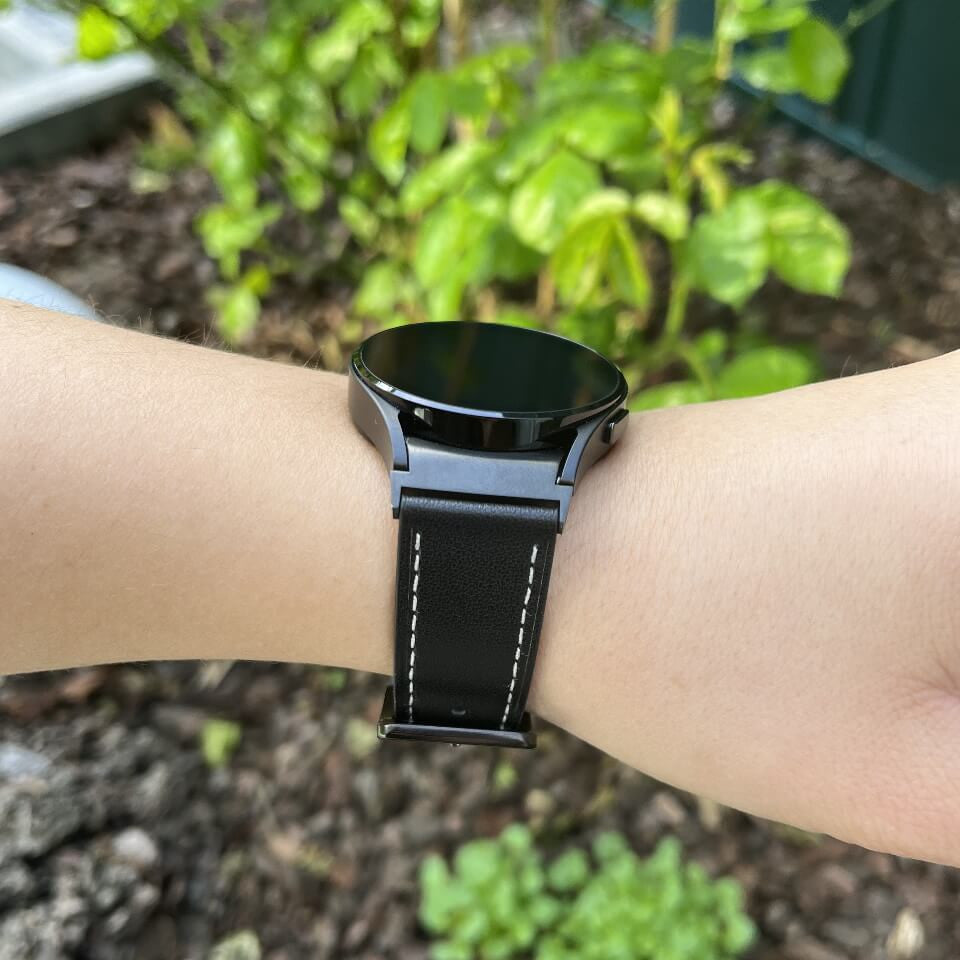 Echtlederarmband in Schwarz für Galaxy Watch 4, 5, 6 & 7