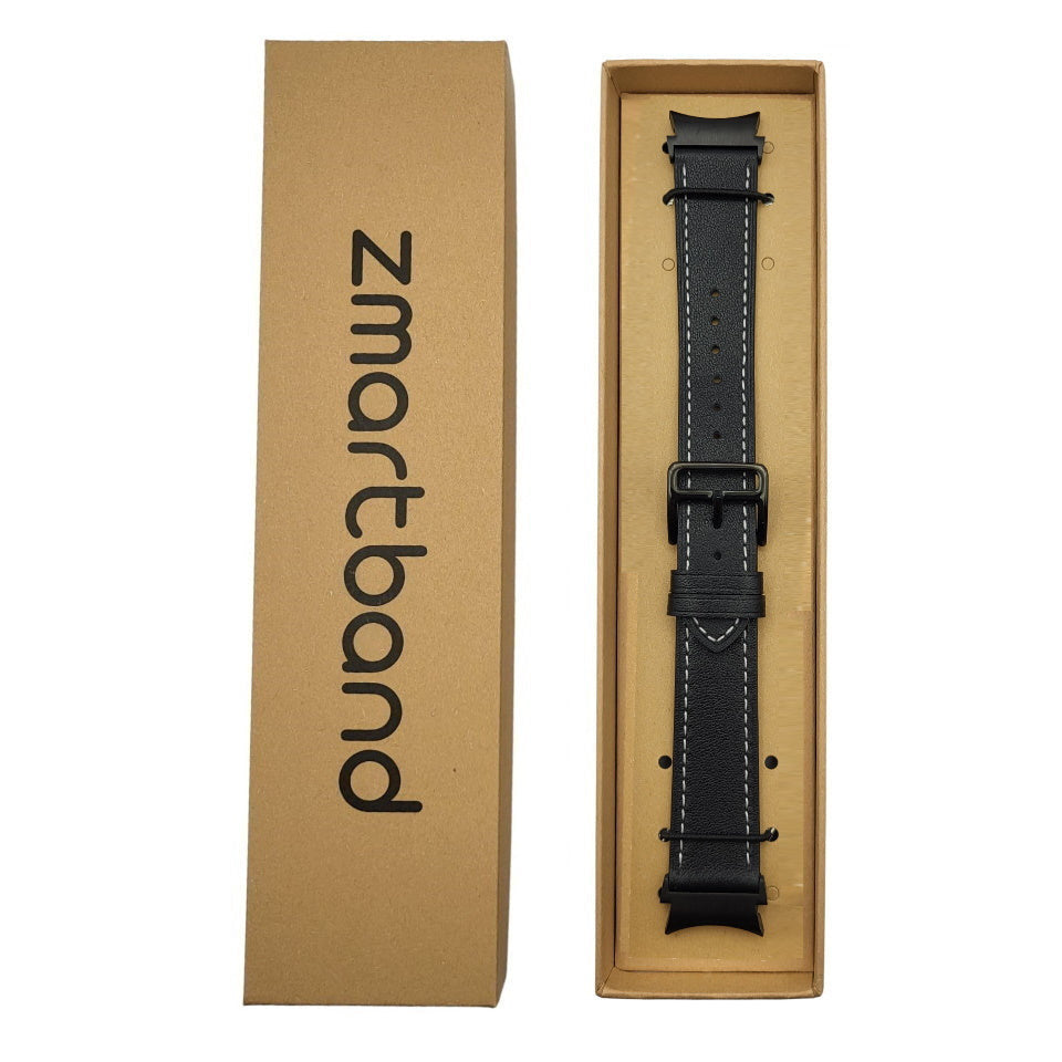 Echtlederarmband in Schwarz für Galaxy Watch 4, 5, 6 & 7