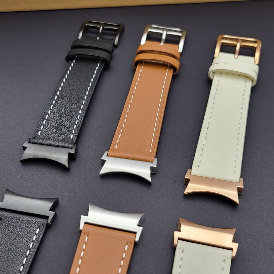 Echtlederarmband in Schwarz für Galaxy Watch 4, 5, 6 & 7