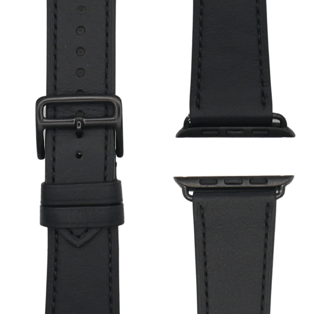 Schwarzes Echtlederarmband für Apple Watch