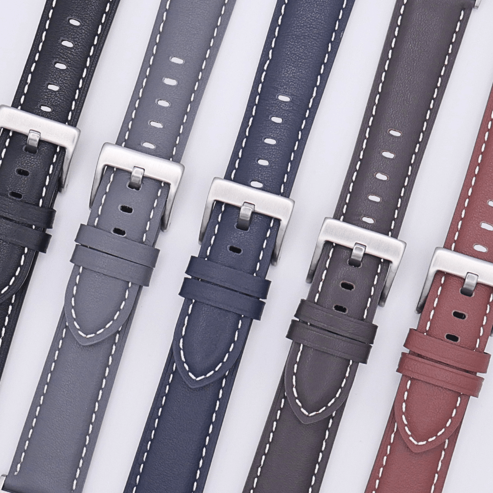 Echtlederarmband in Silber für Galaxy Watch 4, 5, 6 & 7