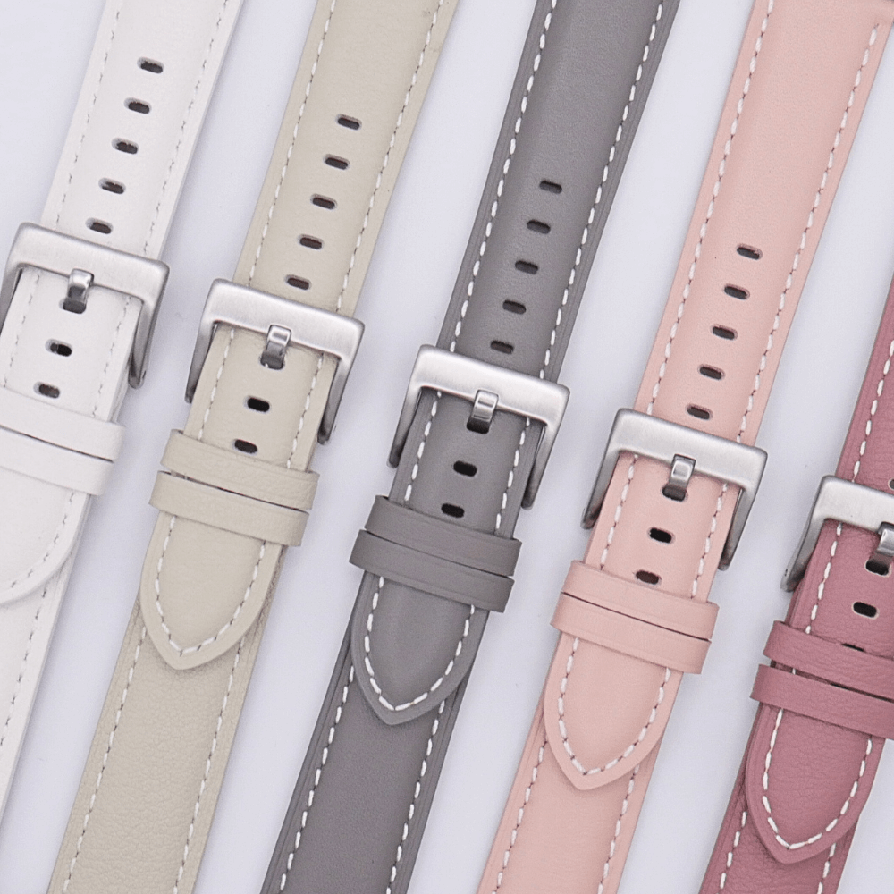 Echtlederarmband in Silber für Galaxy Watch 4, 5, 6 & 7